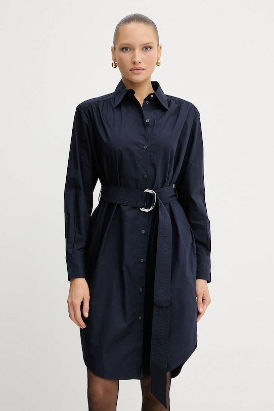 

Хлопковое платье Boss Orange, темно-синий