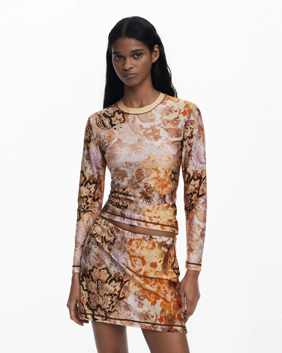 

Женская романтическая футболка с аппликациями Desigual, оранжевый