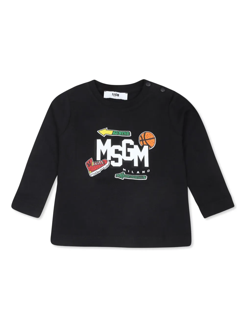 

Футболка с длинными рукавами и логотипом MSGM Kids, черный