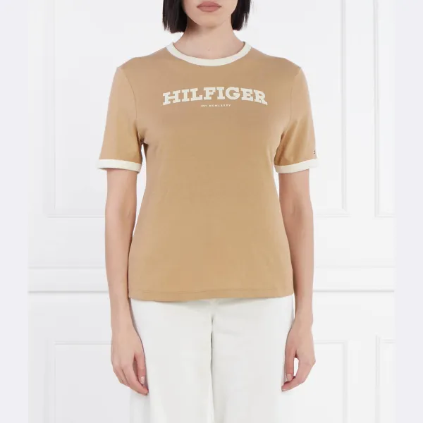 

Футболка стандартного кроя из флока с монотипией Tommy Hilfiger, коричневый