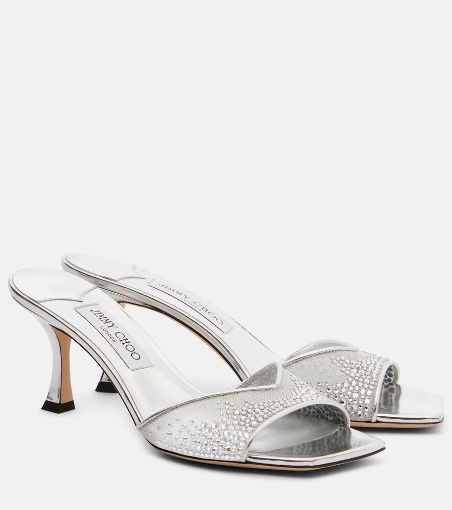 Skye 70 мюли с декоративной сеткой Jimmy Choo, Silver