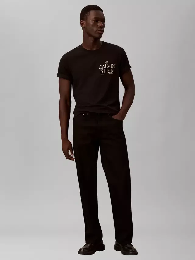 Футболка с графическим изображением роз и логотипом, черная Calvin Klein — фото 3