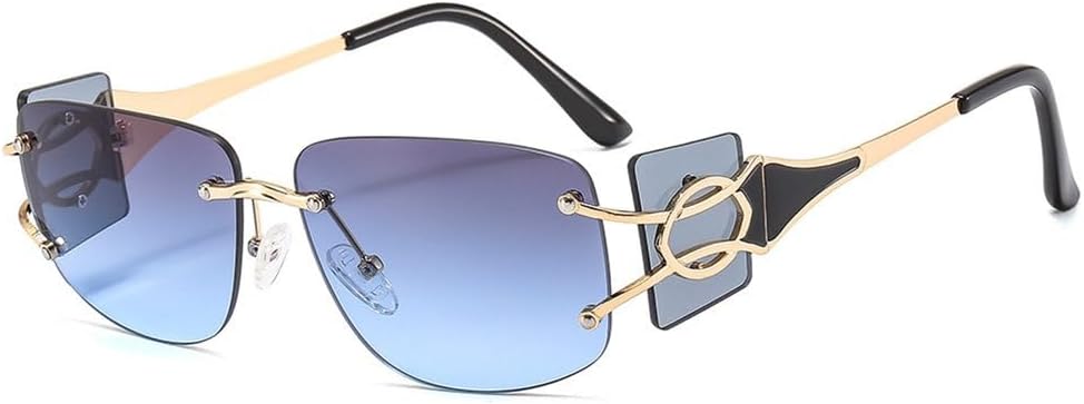 

Винтажные модные солнцезащитные очки без оправы с градиентным покрытием и защитой от УФ-излучения UV400 для летних путешествий, женские, серо-голубые, O TYUVIVO, Grey Blue