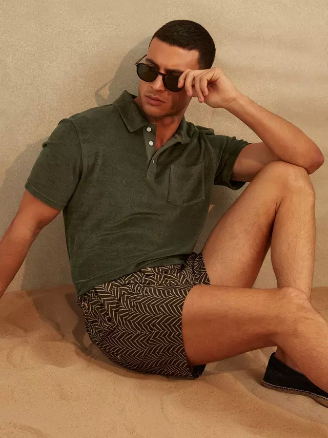 

Поло Reiss Rainer Towelling, цвет olive green