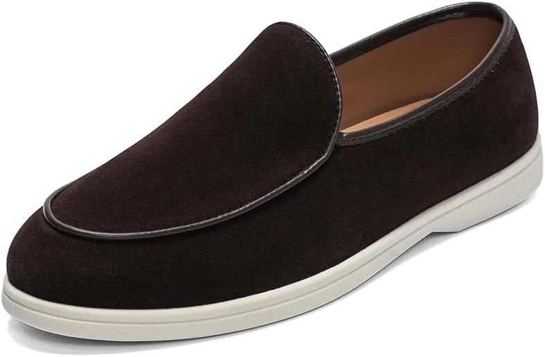 

Мужские модные лоферы роскошных брендов весна британский стиль замшевые мужские повседневные туфли дышащие удобные слипоны для мужчин свадебные туфли Sfwarmart, Coffee