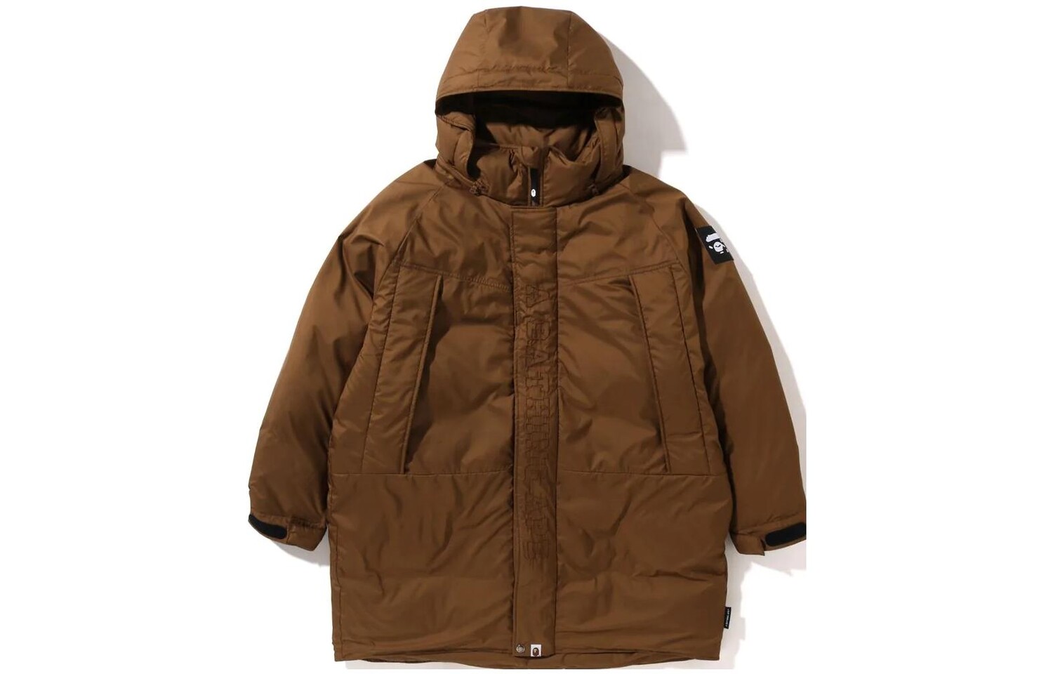 BAPE Длинная свободная куртка-пуховик A Bathing Ape, коричневый — фото 4