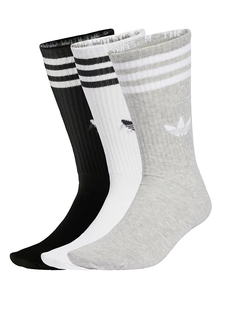 Носки высокие, 3 пары, Adidas, белый/черный/серый