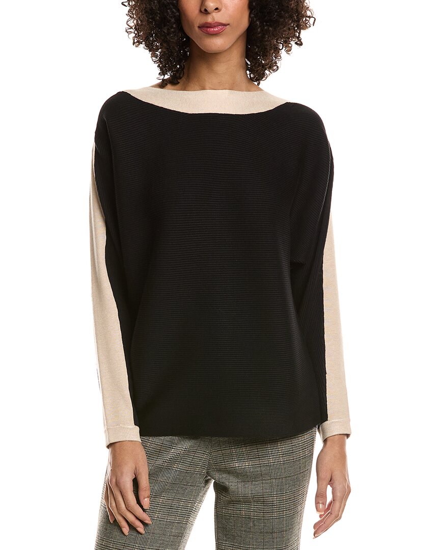 

Пуловер в рубчик с длинными рукавами «летучая мышь» T Tahari T Tahari, черный