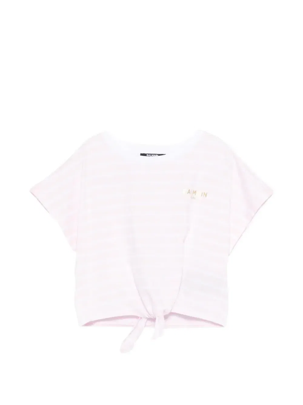 Полосатая футболка с узлом Balmain Kids, белый