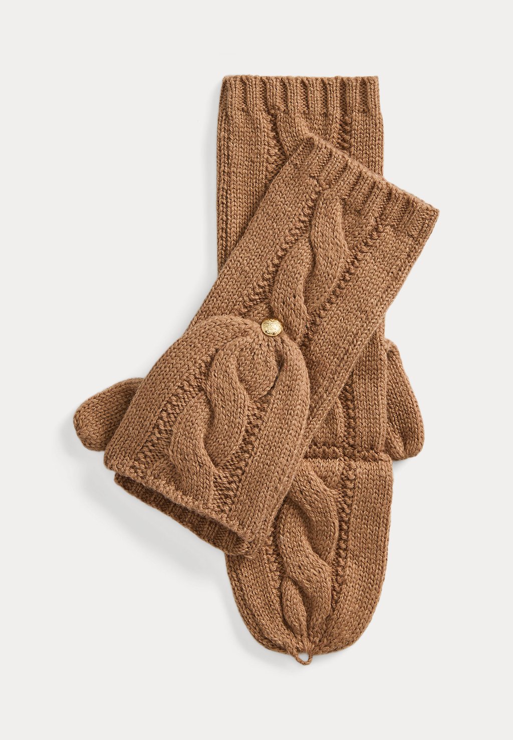 

Рукавицы CONVERTIBLE CABLE KNIT MITTENS Lauren Ralph Lauren, коричневый