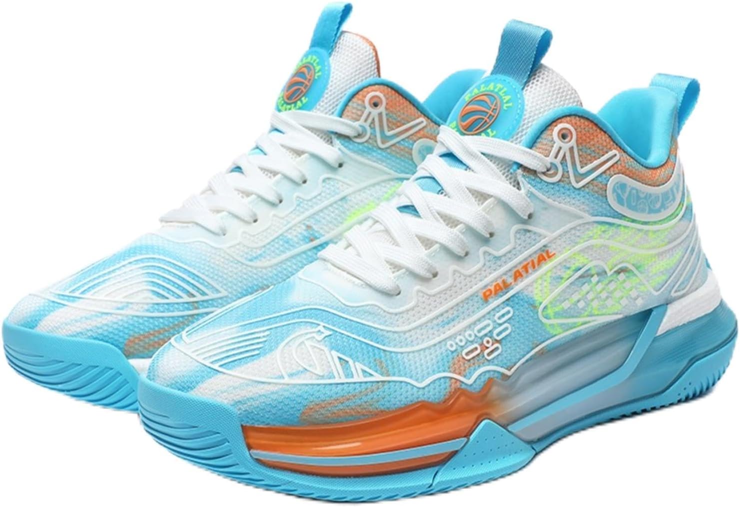 

Мужские кроссовки для баскетбола с высокой платформой, сетчатой дышащей поверхностью, шнуровкой, амортизирующей стелькой, поддержкой щиколотки, противоскользящей подошвой, для спорта Netehadi, синий