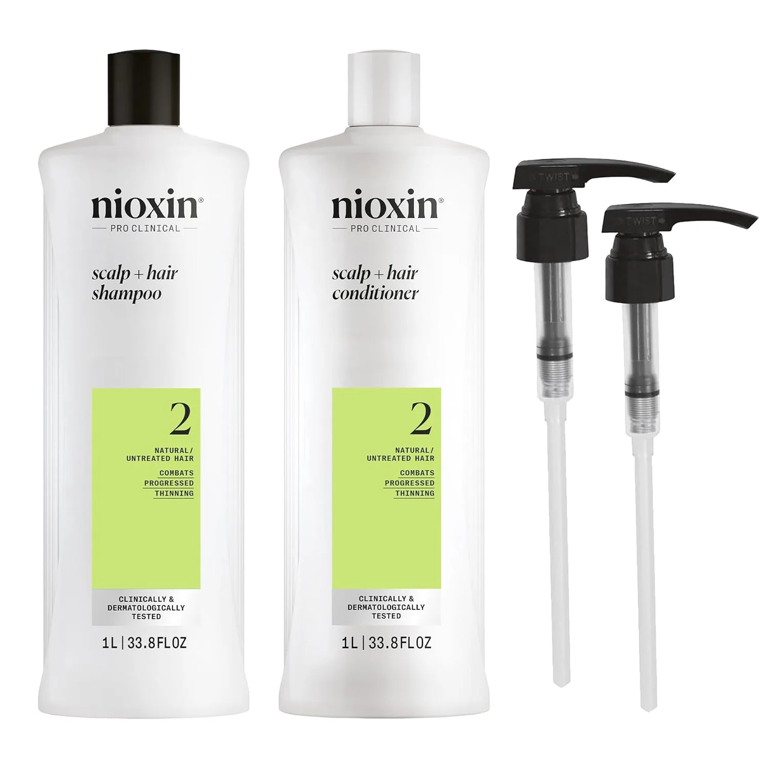 Nioxin шампунь и кондиционер набор 1 л | Prepacks с помпами | Systems 1-4 | для натуральных, окрашенных и поврежденных волос с легким и прогрессирующим истончением | укрепление и увеличение густоты волос