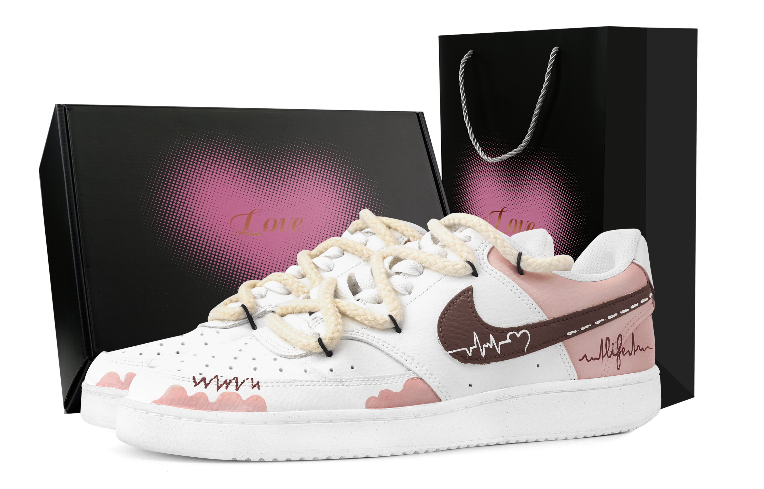 

Nike Кроссовки Court Vision 1 Heartbeat Moments для скейтбординга, износостойкие, низкие, розовые, мужские