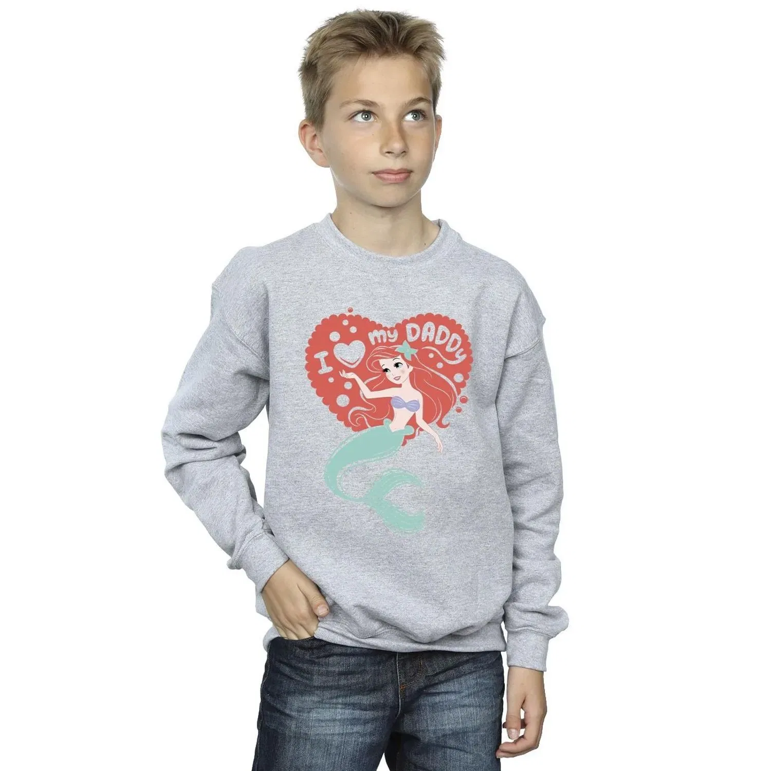 Свитшот с принтом The Little Mermaid Love Daddy Disney, серый