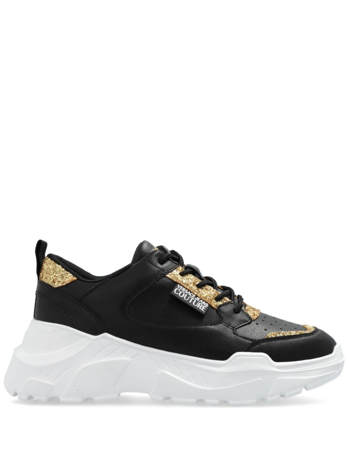 Versace Jeans Couture кроссовки с блестками и логотипом, черный