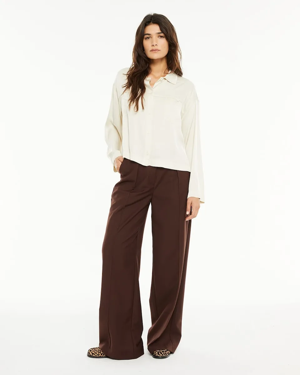 

Женские брюки с защипами спереди и боковыми карманами System Action, темно-коричневый