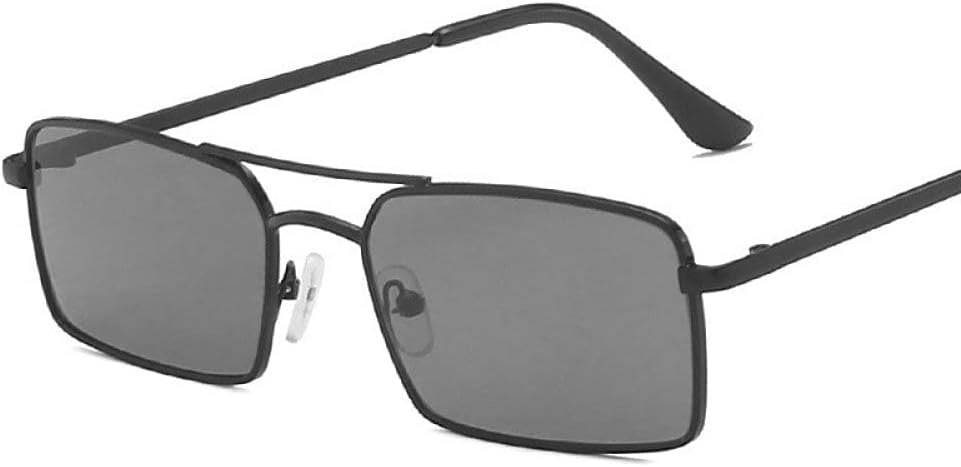 

Женские маленькие солнцезащитные очки в винтажном стиле, прямоугольной и квадратной формы, металлическая оправа, модная металлическая оправа с двойной перемычкой UOVSAW, Black Gray