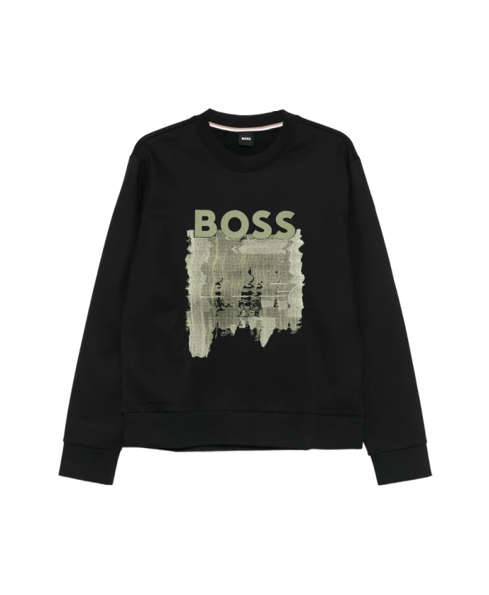 

Черная толстовка с круглым вырезом и логотипом Hugo, черный