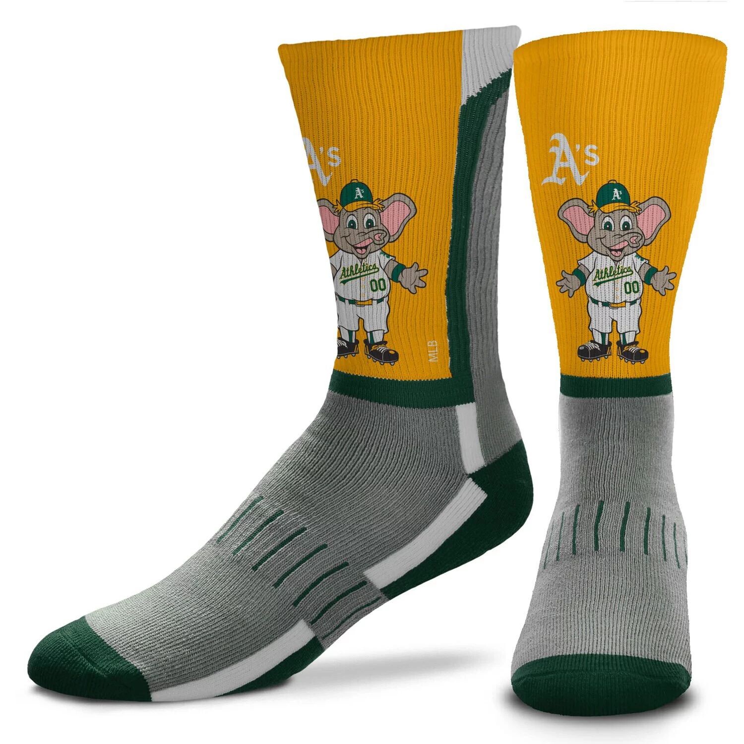 

Носки с логотипом талисмана команды Oakland Athletics Youth For Bare Feet Snoop V-Curve Crew Unbranded