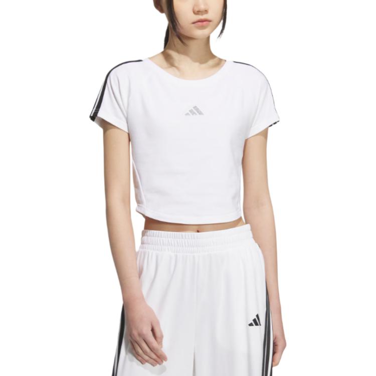 Футболка с рукавом реглан SS25 для женщин Adidas, белый/черный — фото 2