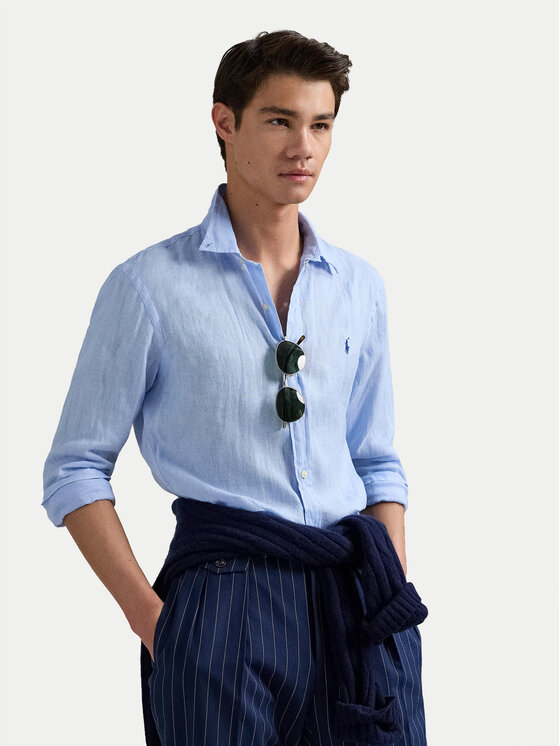 

Рубашка облегающего кроя 710968915008 Polo Ralph Lauren, голубой