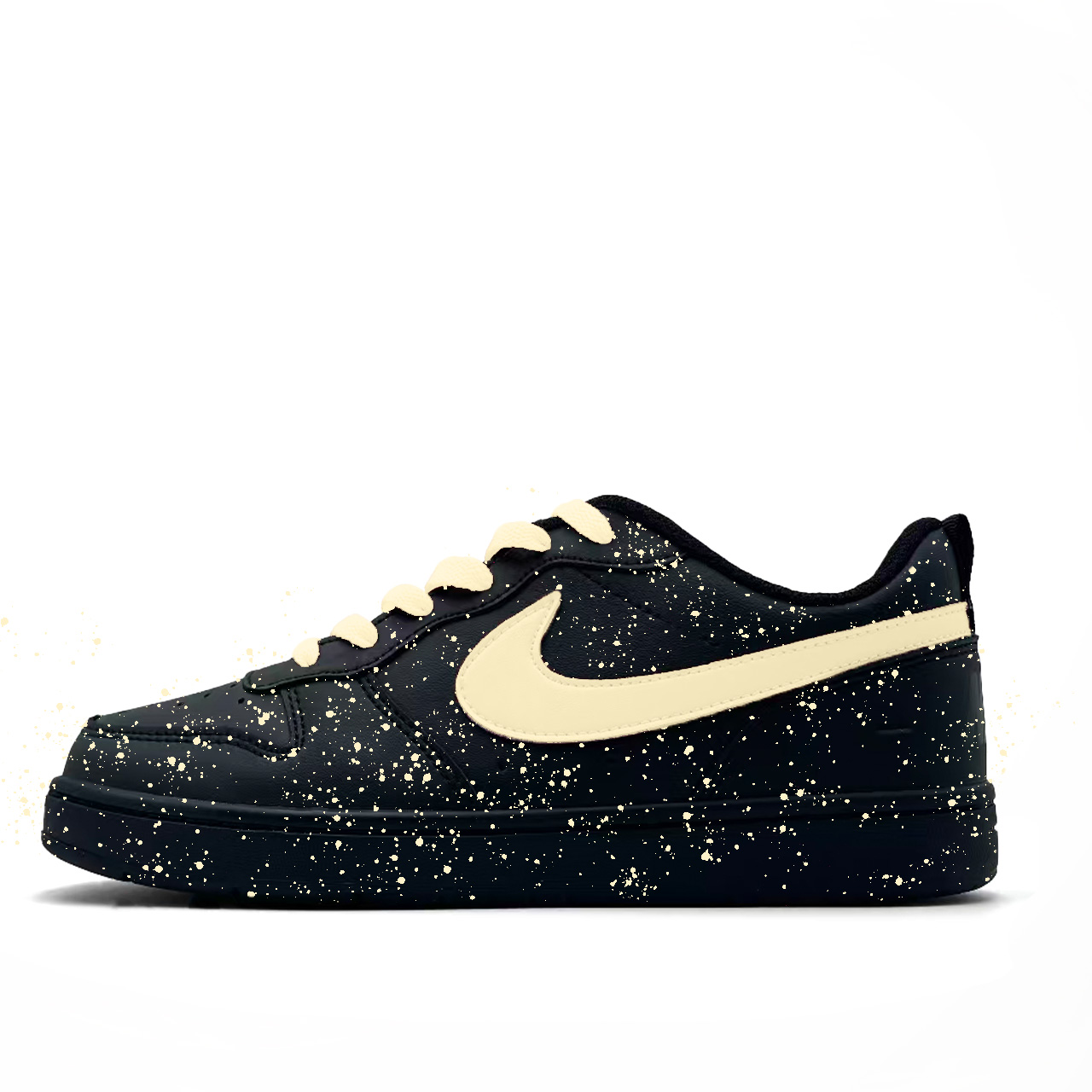 

Nike Мужские кроссовки для скейтбординга Court Borough Black Tide Yellow Mango Leather, износостойкие, противоскользящие, низкие, для подростков