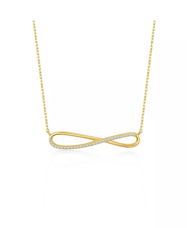 

Ожерелье с подвеской в виде ленты с символом бесконечности, покрытое 14-каратным золотом и кубическим цирконием, из стерлингового серебра Genevive, gold