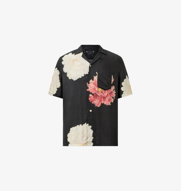 

Рубашка из ткани с короткими рукавами и принтом Fleur Allsaints, черный