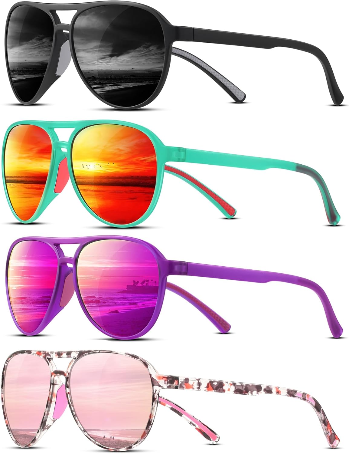 

Поляризованные солнцезащитные очки-авиаторы KUGUAOK для женщин и мужчин, спортивный стиль, защита UV400, очки для бега, винтажные модные очки, Black+green Red+purple+floral Pink