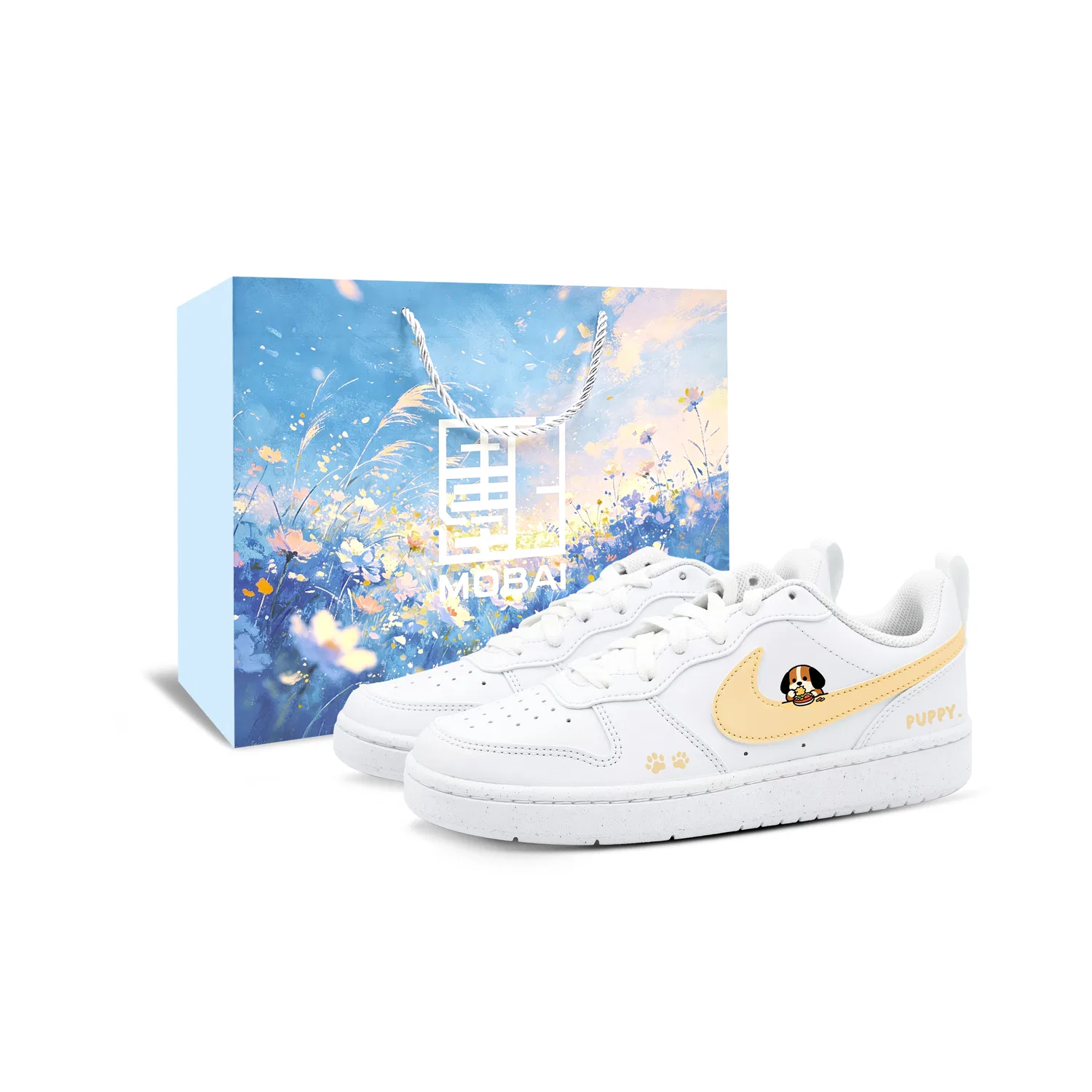 Детские скейтбординг кроссовки Nike Court Borough Big Waterproof Breathable Low Top Yellow White
