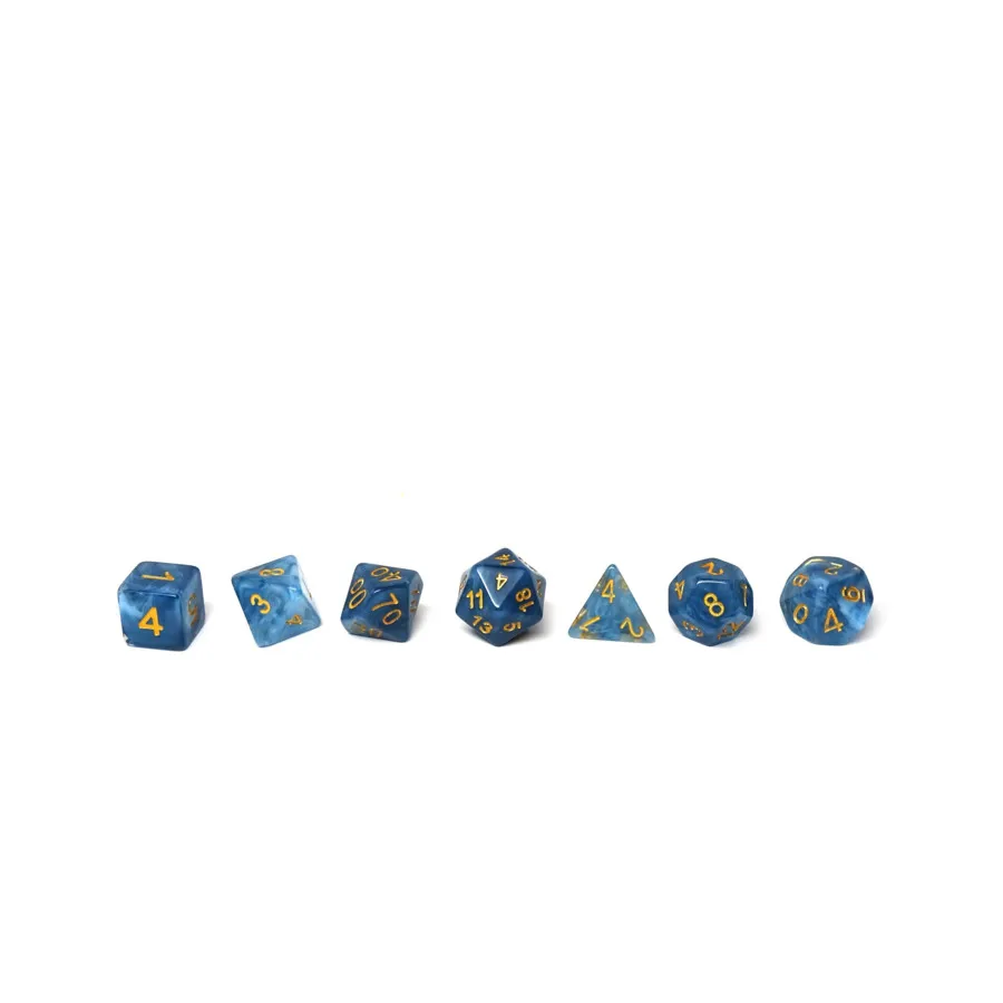 

Синий цвет слоновой кости с золотом (7), Dice - 7 Piece Poly Sets - Marble/Swirl (Easy Roller Dice)