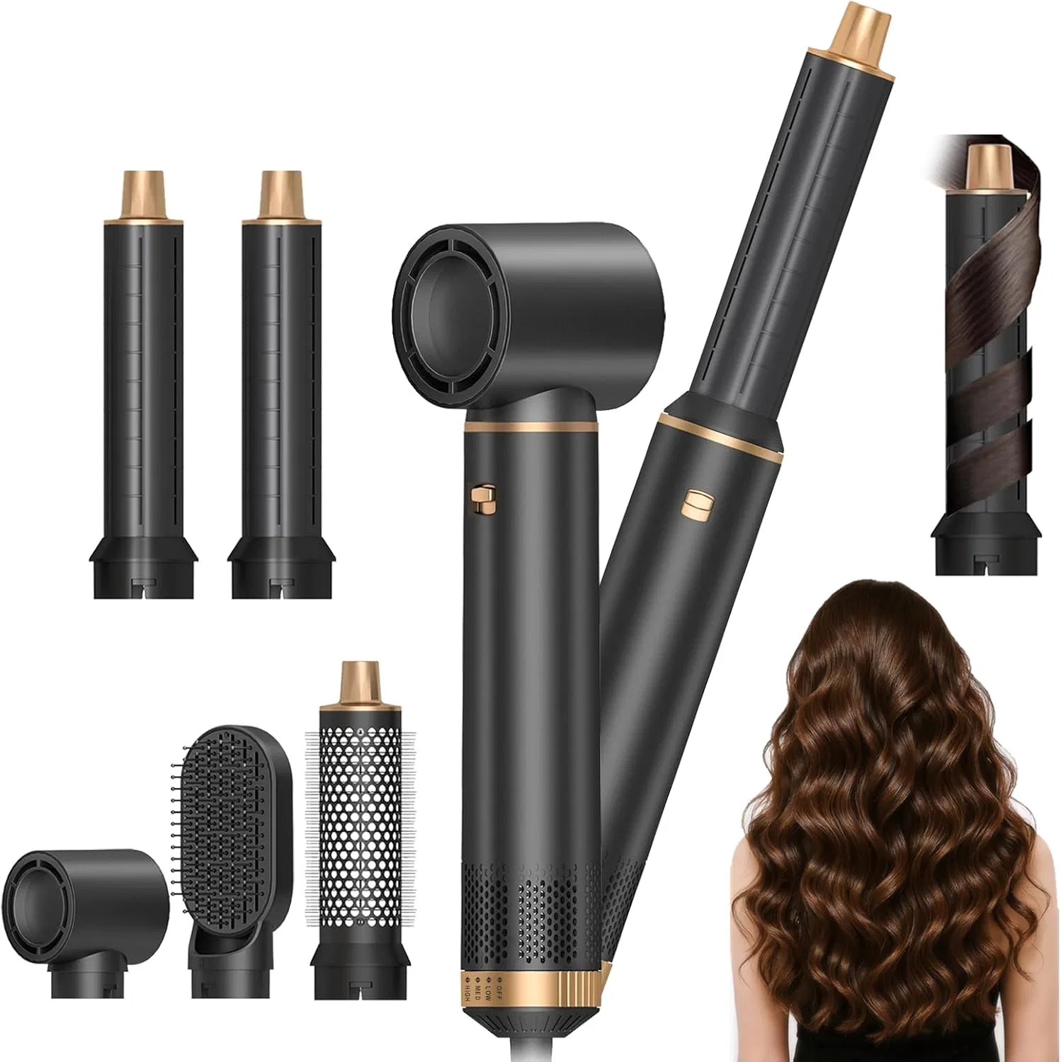 Набор для укладки волос 5 в 1 Airstyler 1000 Вт Vefacion, 5 In 1 Airstyler Black