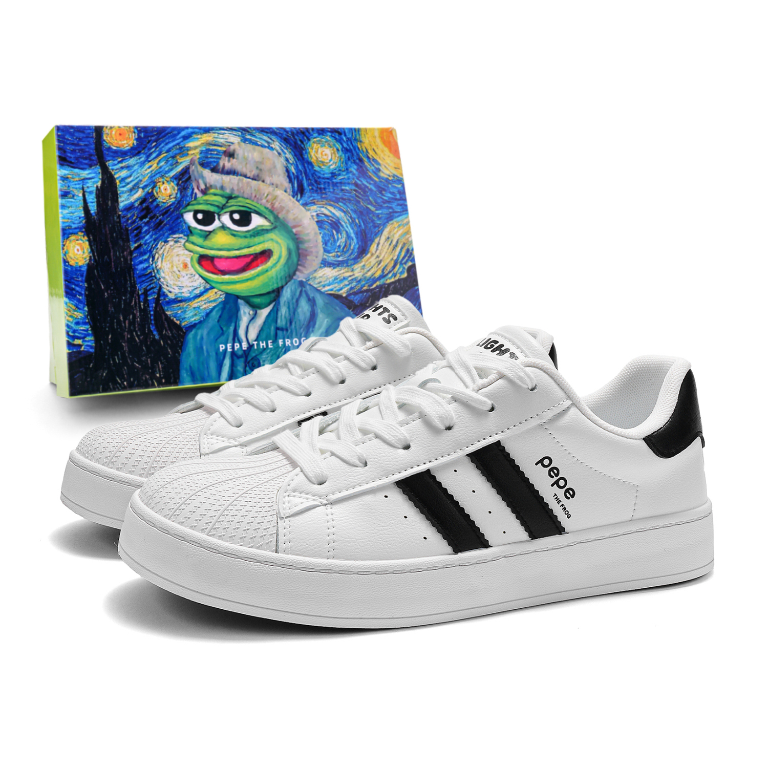 

Pepe The Frog Низкие скейтерские кроссовки унисекс белые, цвет White