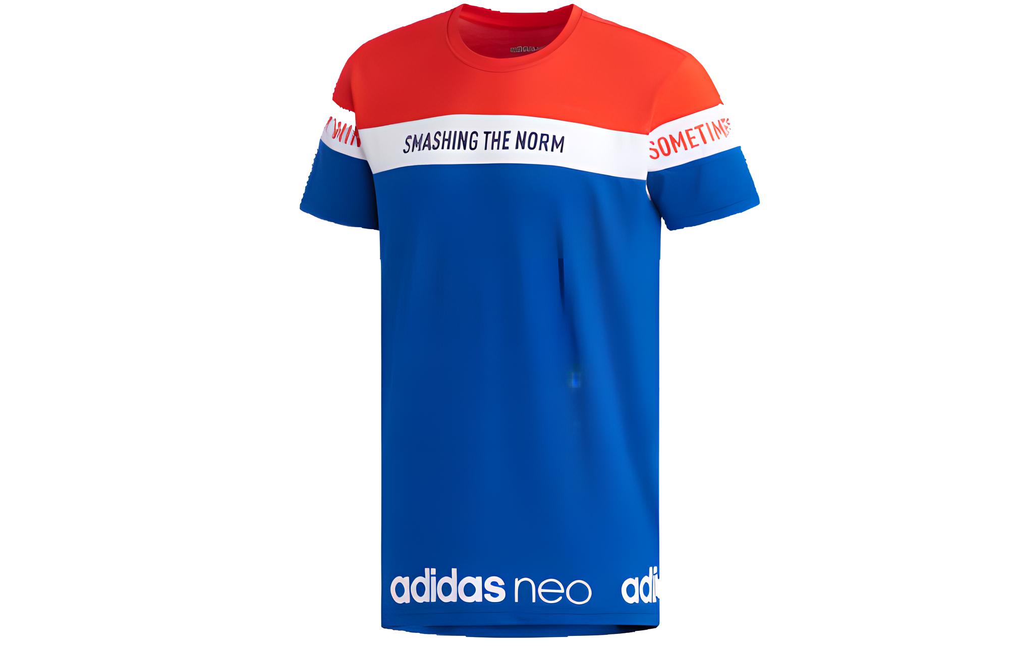 

Adidas Neo Футболка мужская красно-синяя в стиле пэчворк