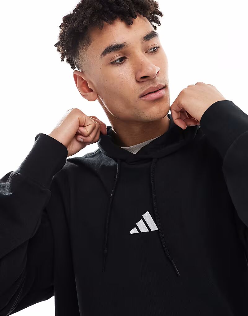 Толстовка Adidas Essentials feelcozy из французского трикотажа в черном / белом цвете Adidas Performance — фото 2