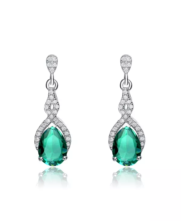 

Серьги-Капли из стерлингового серебра с цветными камнями и кубическим цирконием Genevive, green