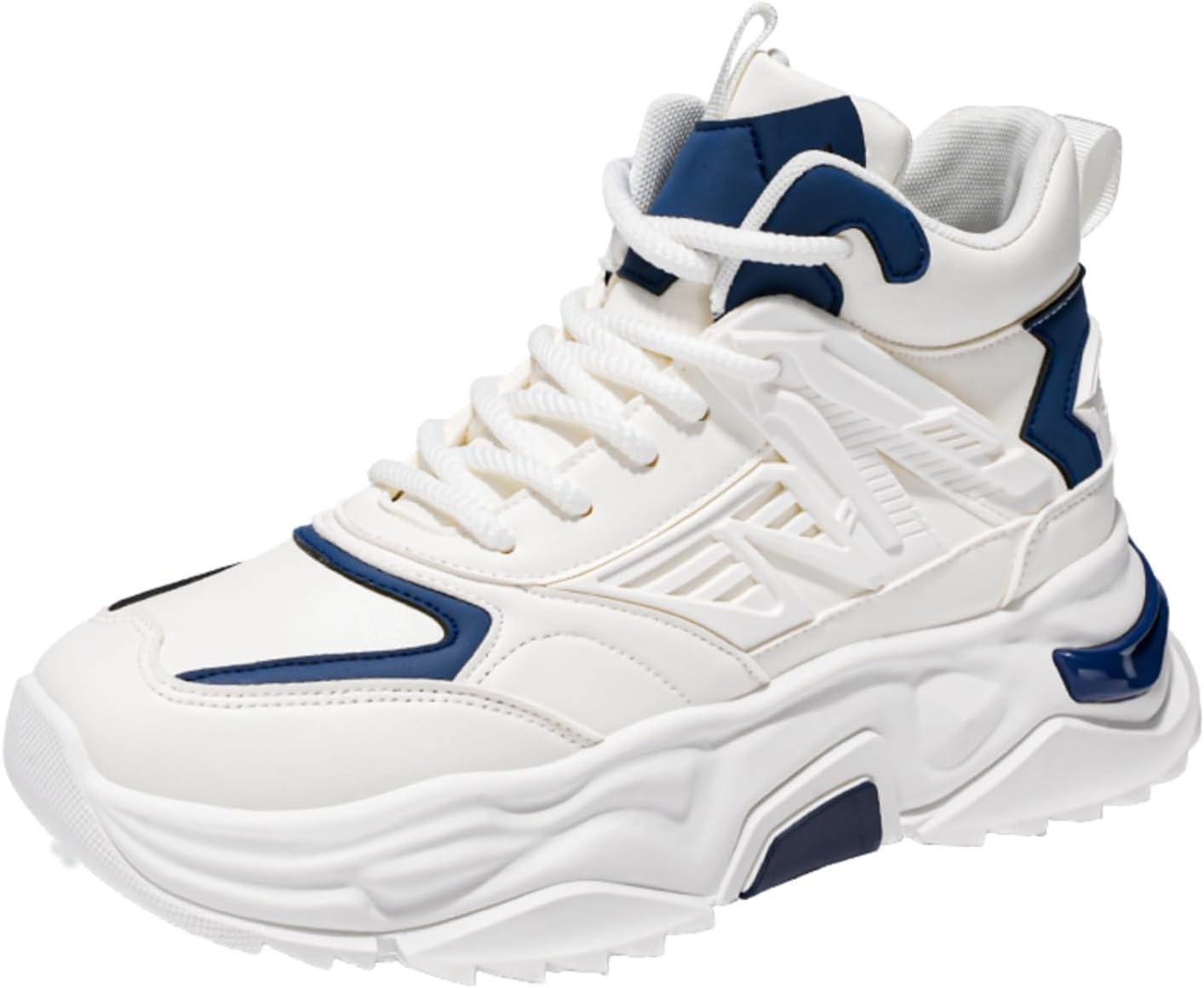 

Мужские кроссовки Netehadi Fashion, высокие, повседневные, на шнуровке, для прогулок и вождения, с нескользящей подошвой, дышащей сеткой, легкие, белый/синий