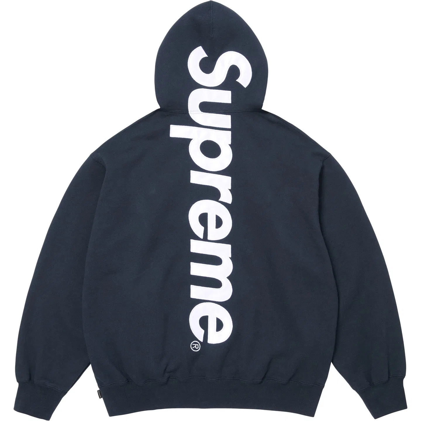 Толстовка с капюшоном из сатина с аппликацией Supreme Navy Blue