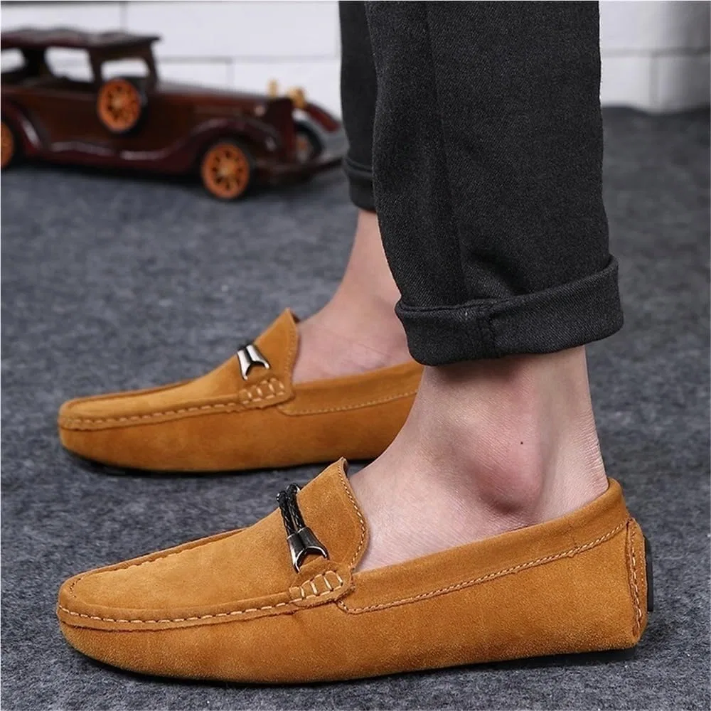 Мокасины мужские, Nubuck Leather, Loafers, желтые DHFIRUFSHLO — фото 2