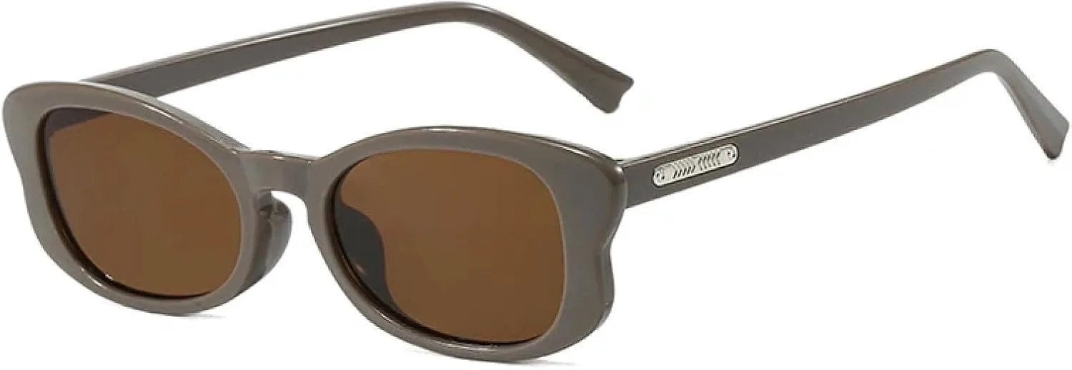 

Модные солнцезащитные очки в маленькой оправе для женщин и мужчин, стильные очки для летних путешествий, защита от УФ-излучения UV400 TKKTLLT, Coffee Brown