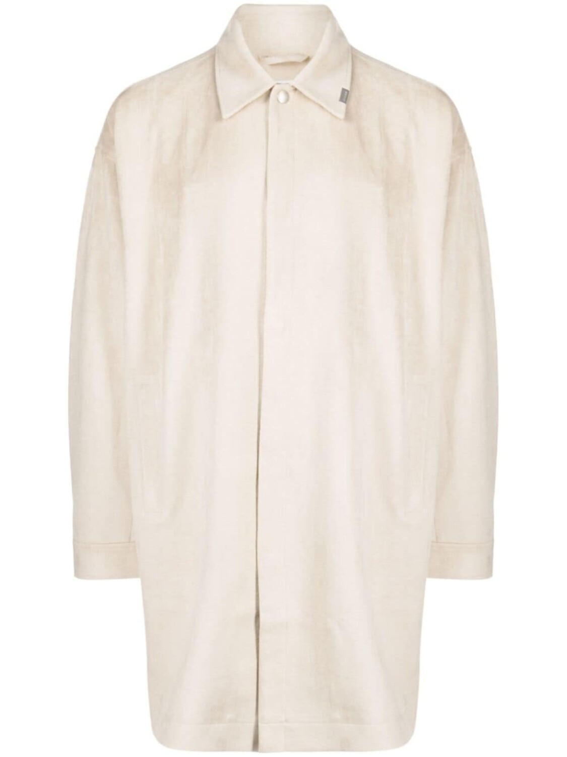 

izzue logo-plaque velvet-effect midi coat, нейтральный цвет