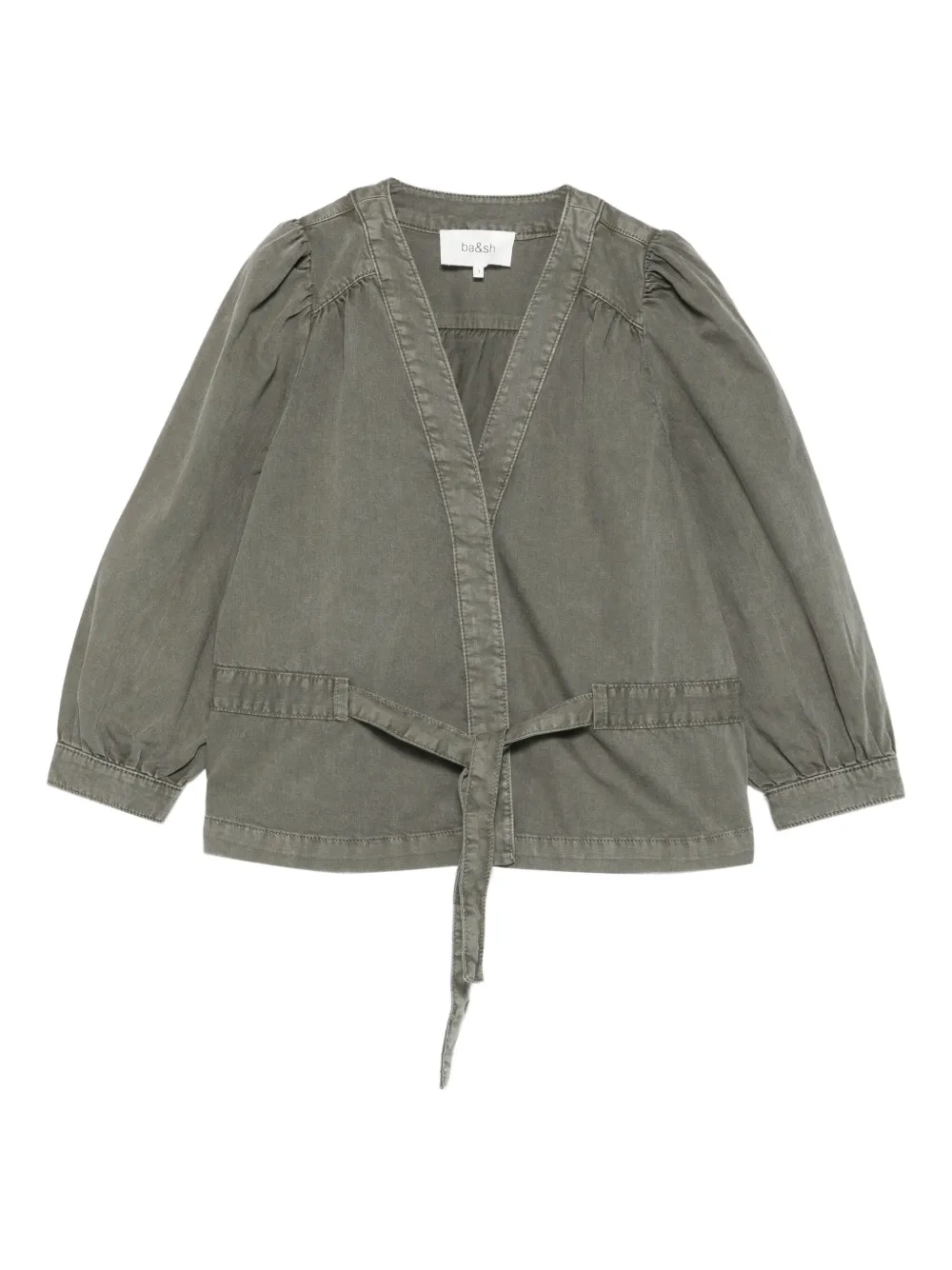 

Топ с объемными рукавами и поясом Ba&Sh, зеленый