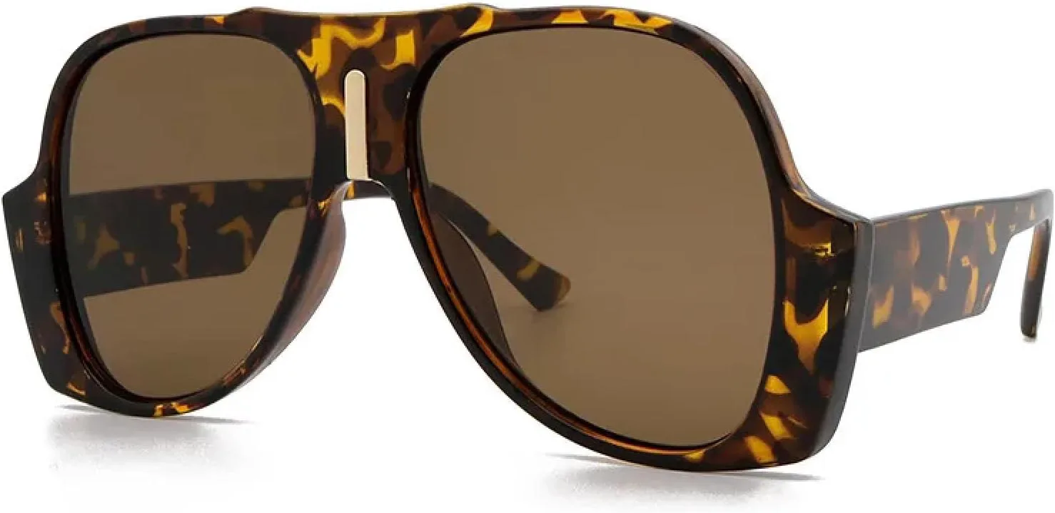 

Солнцезащитные очки для мужчин и женщин, винтажные, роскошные, большие, с защитой от УФ-излучения UV400, крупногабаритные, женские SZVVBKK, Leopard Brown