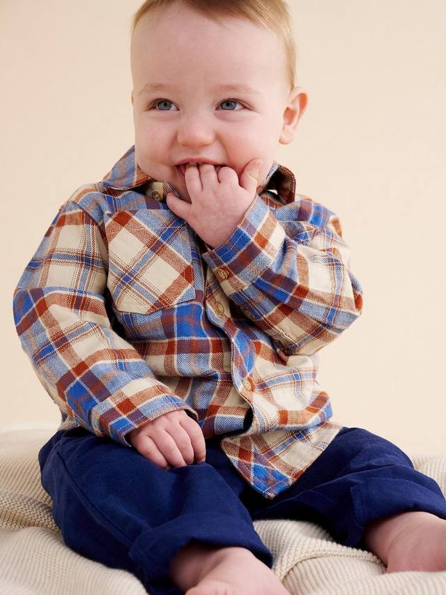 

Детская рубашка в клетку из органического хлопка Purebaby, синий/разноцветный