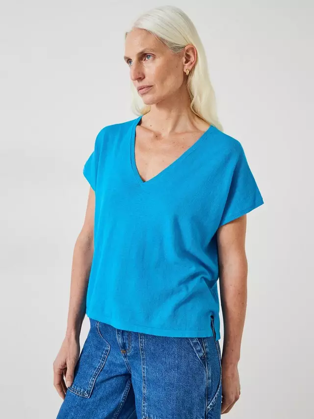 

Футболка HUSH Emmerline Linen Cotton Blend V-Neck, цвет ocean/blue