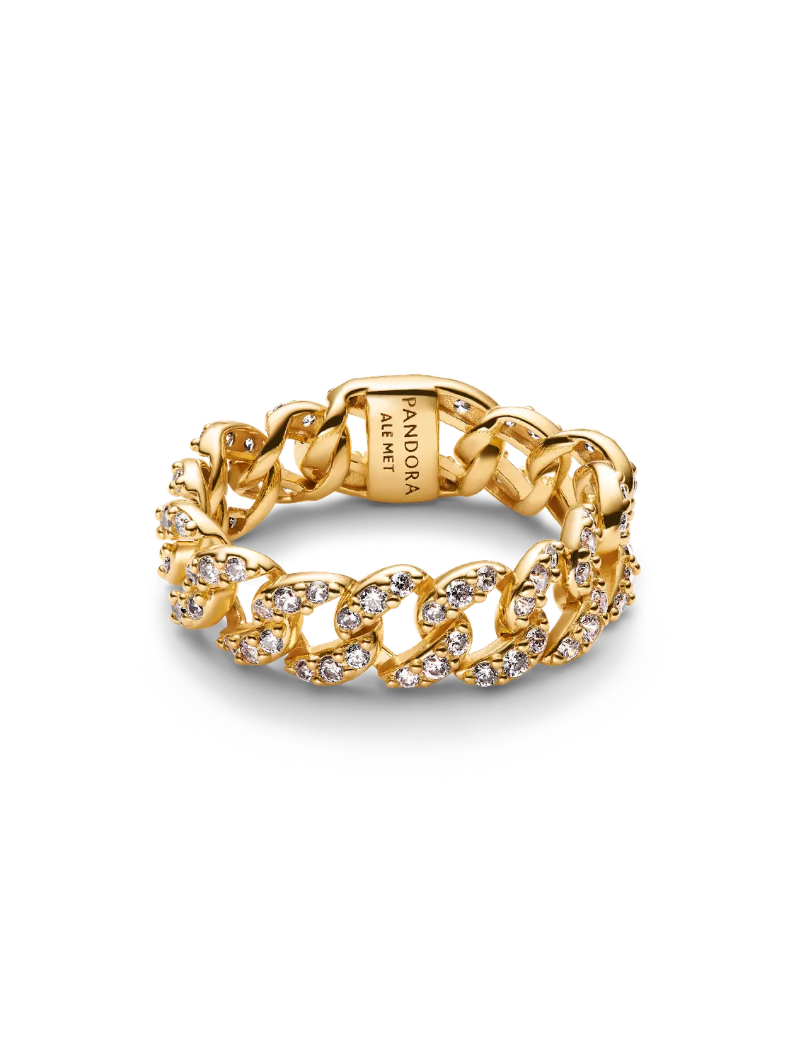 

Кольцо-цепочка Pavé Cuban Pandora, 14-каратное золотое покрытие