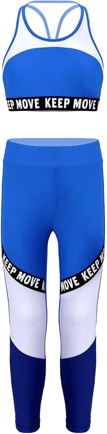 Детский спортивный костюм с принтом, Moggemol, топ и леггинсы, Royalblue