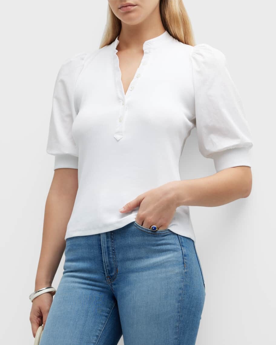 

Трикотажный топ Coralee с пышными рукавами и пуговицами спереди Veronica Beard Jeans