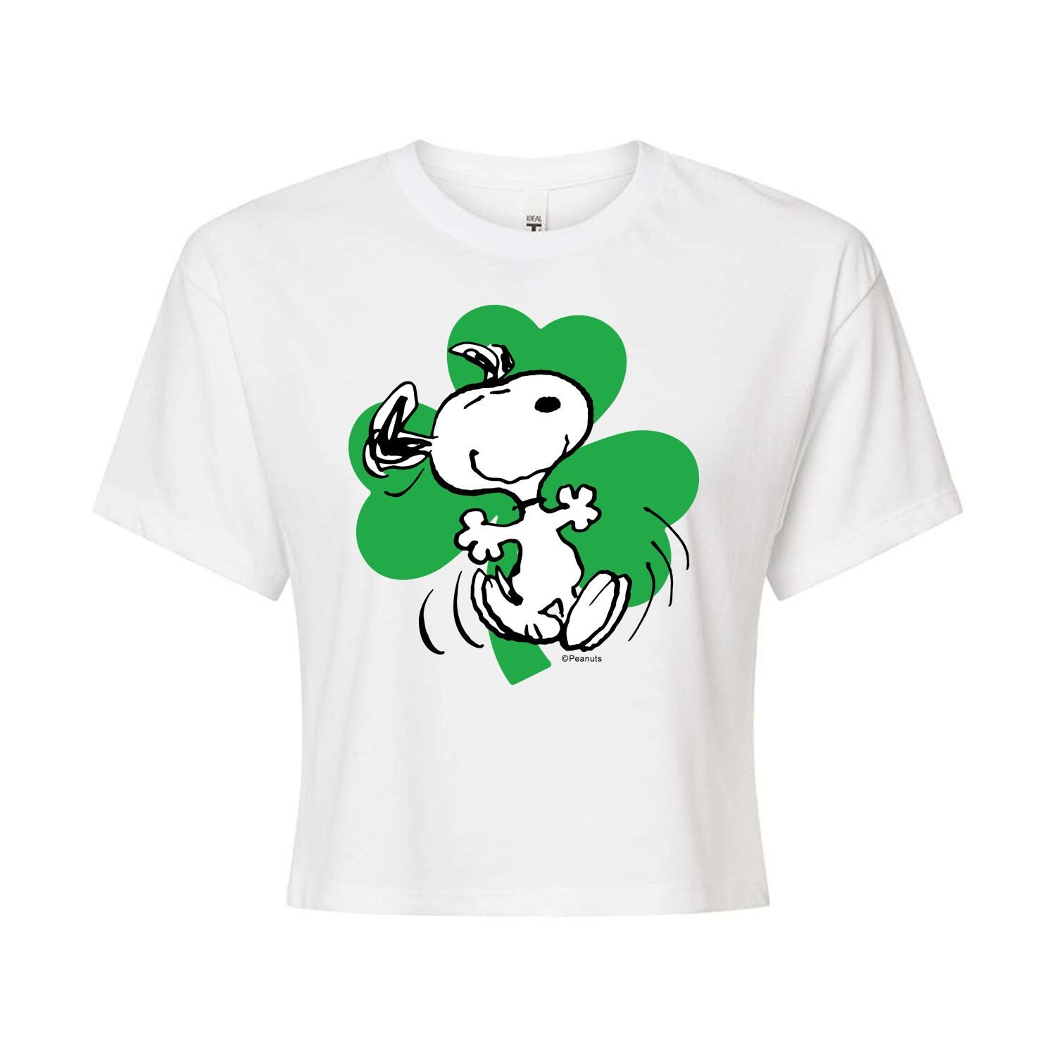 

Укороченная футболка Juniors' Peanuts Snoopy Shamrock Licensed Character, белый