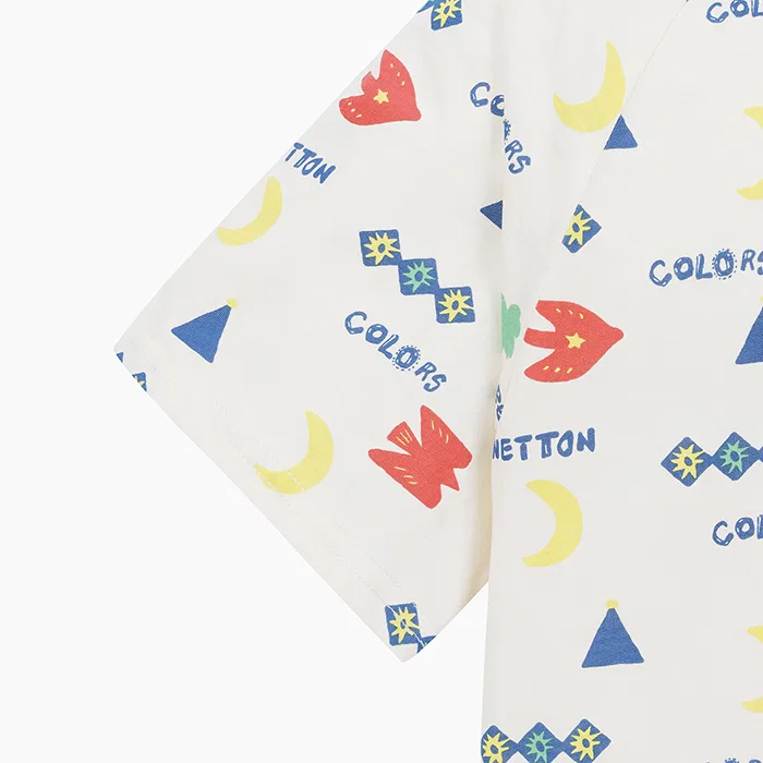 Детская футболка с графическим принтом айвори от Benetton Kids — фото 4